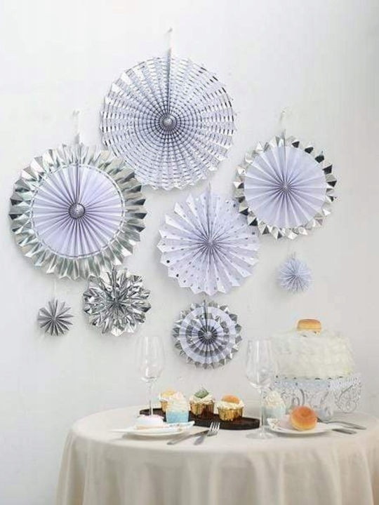 Decorative Silver Rosettes Communion Wedding 8pcs