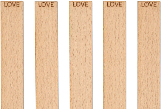 Дървени Фитили Гравиране Love 100x20x1 Мм 5 Бройки