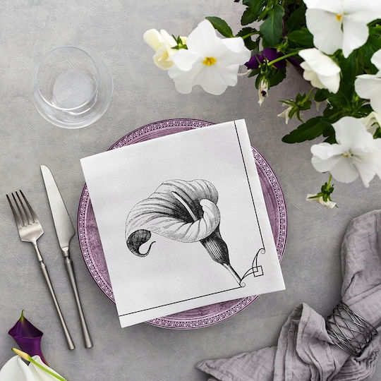 Парти Салфетки Airlaid Nonwoven Черни Memory Flower Wake 40x40см 50 Бройки