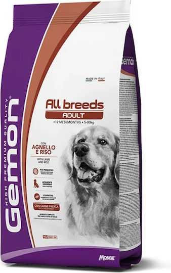 Monge Gemon Medium Adult 15kg Ξηρά Τροφή για Ενήλικους Σκύλους Μεσαίων Φυλών με Ρύζι και Αρνί