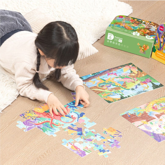 Deli Kinderpuzzle Koffer 89t 3 1 24 30 35 Mi Dinosaur Family 4+ Deli Genius