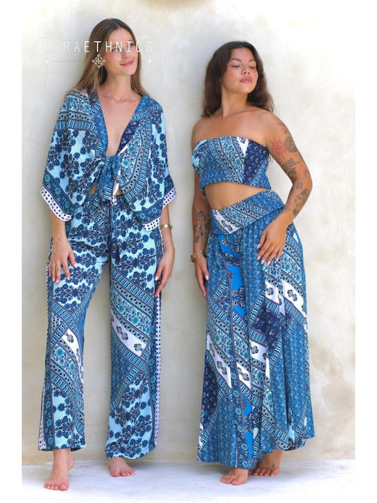 Damen Stoffhose in Gerade Bein Stil Camargue Blau