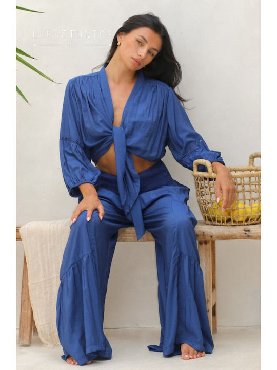 Damen Stoffhose mit Gummiband Denim