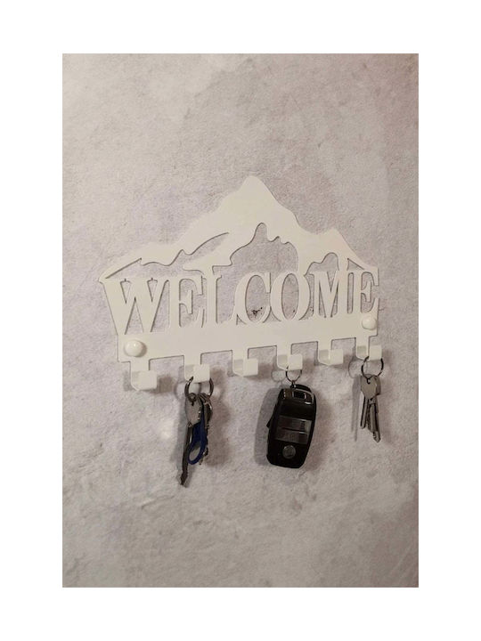 SteweHome Metal Wall Hanger 6 Hooks White 28x14x14cm