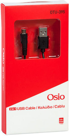 Osio OTU-395 Black Regular USB 2.0 spre micro USB Cablu Negru 1.2m (OTU-395B) 1buc