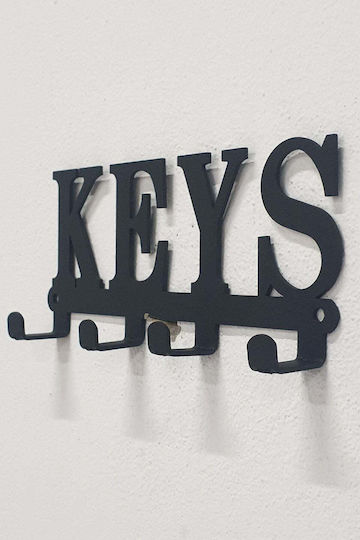 SteweHome Metal Wall Hanger 4 Hooks Black 20x10x10cm