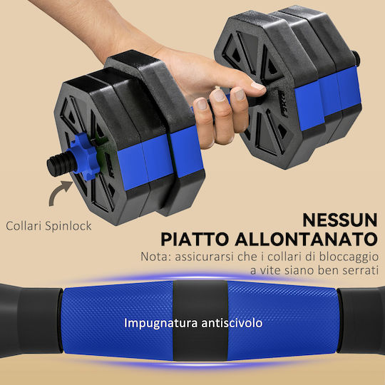 Sportnow Αλτήρες Σετ με Μπάρα Συνολικού Βάρους 20kg Ρυθμιζόμενοι με Βάση
