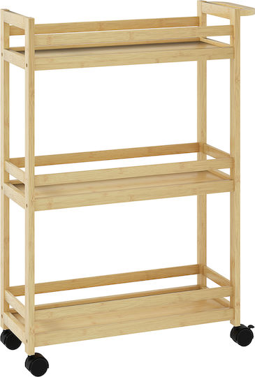 HomCom Подова Етажерка За Баня Дървена 55x20x75cm