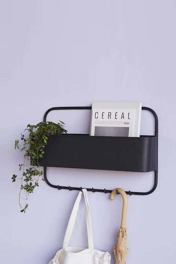 SteweHome Metal Wall Hanger 7 Hooks Black 40x40cm