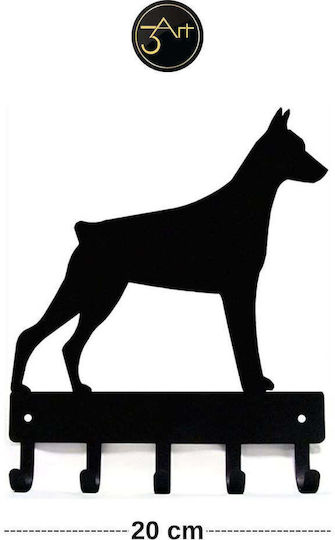 SteweHome Metal Wall Hanger 5 Hooks Black 20x10x10cm