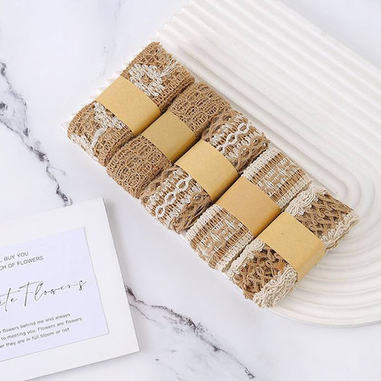 Papierband Blumen Beige 2m