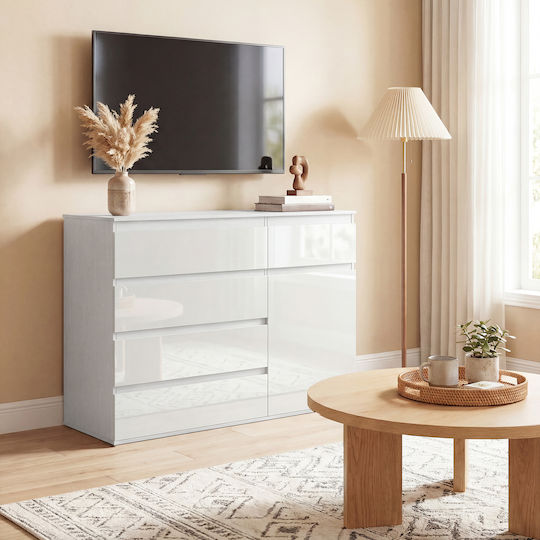 HomCom Büroaufbewahrungsschublade und -schrank Holzweiß 100x40x80cm