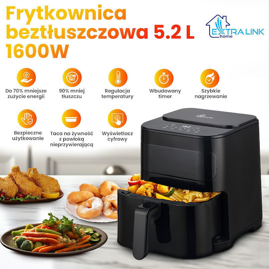 Extralink Heißluftfritteuse mit Wi-Fi 5,2 l Schwarz