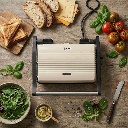 Izzy Vintage Panini IZ-2025 Sandwich Maker for for 2 Sandwiches Sandwiches 1000W Beige