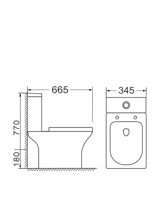 Tema Sprint 3100 Тоалетна, стояща на пода Безръбрен с казанче