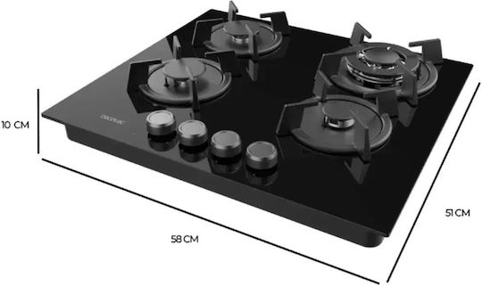 Cecotec Bolero Squad Gn 4200S Plită pe Gaz Autonomă 58x51cm Sticlă Neagră