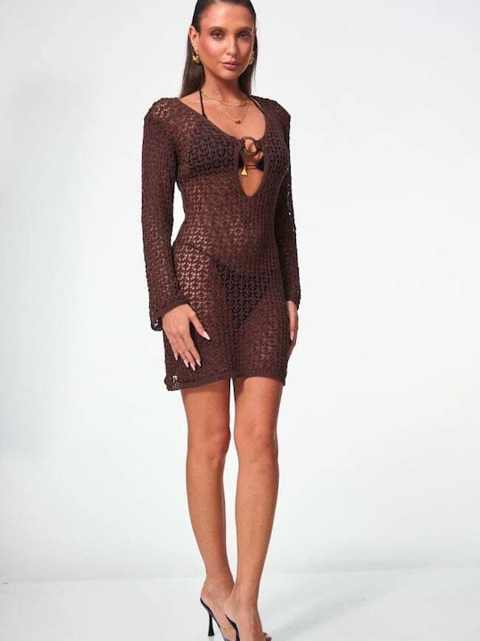 Decoro Damenbademode Mini Kleid Braun Dunkel