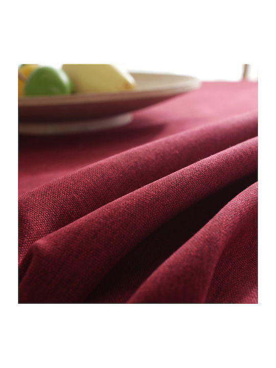 FRIPIA Față De Masă Din In Cu Dantelă Burgundy 120x180cm