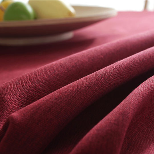FRIPIA Față De Masă Din In Cu Dantelă Burgundy 120x180cm