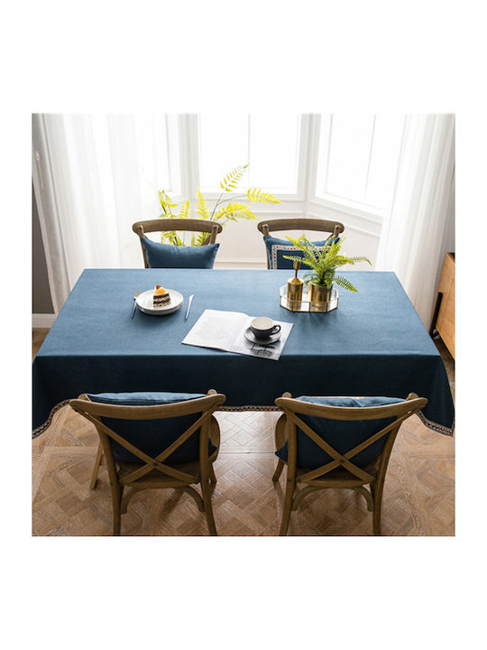 FRIPIA Față De Masă Din In Albastru Regal 140x250 Cm