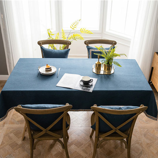 FRIPIA Linen Royal Blue Tablecloth 140x200cm