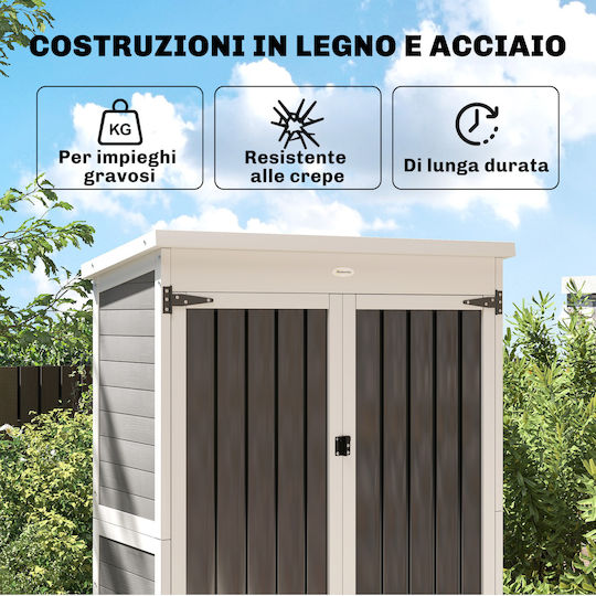Double-leaf Wooden Outdoor Storage Cabinet 94x43x166 cm