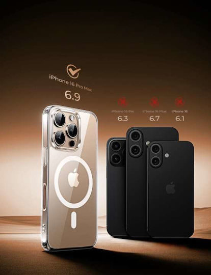 Husă Tip Back Cover iPhone 16 Pro Max Magnetică Transparentă din Silicon