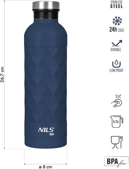 Nils Stainless Steel Thermos Bottle BPA Free 750ml Blue NILS CAMP