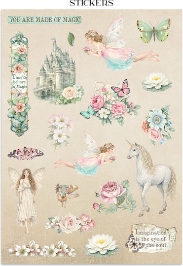 Junk Journal Αυτοκόλλητα Cut-outs Backgrounds Wonderland
