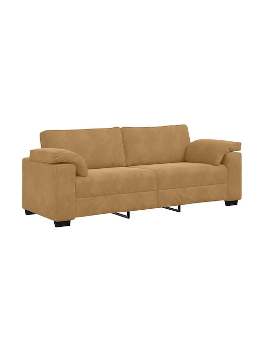 Three-Seater Velvet Brown Couch 220x77x82cm