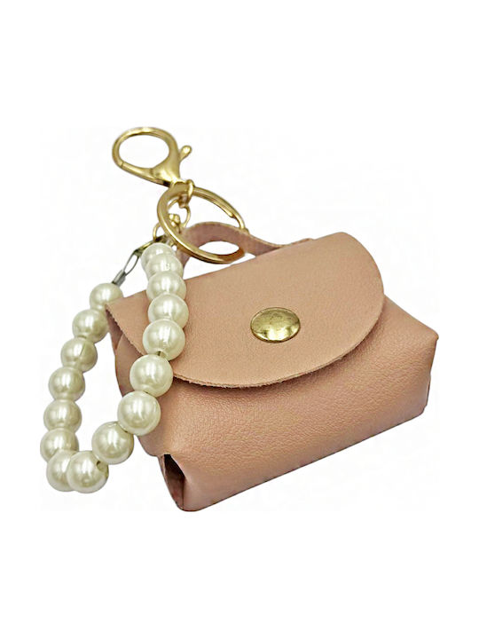 9-04 Mini Leather Bag Charm Pearls Savil Ροζ