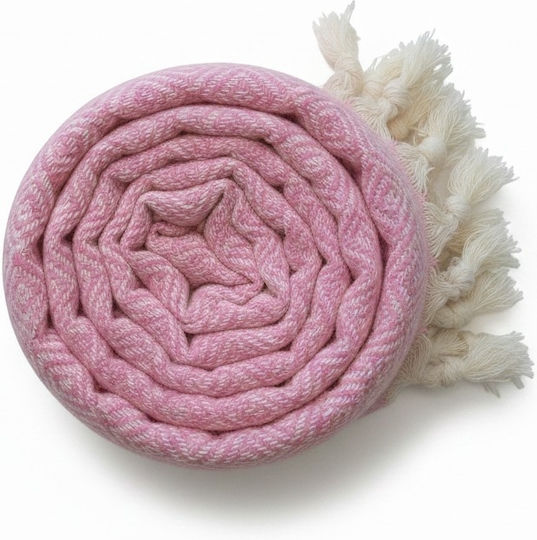 Pink Beach Towel with Fringes 180x85cm