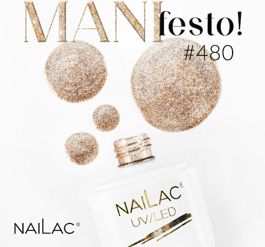 NaiLac Ημιμόνιμο Βερνίκι Νυχιών #480 με Glitter 7ml