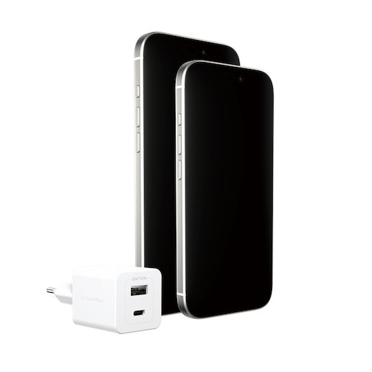 Empower by PanzerGlass Empower by PanzerGlass Handyladegerät Ohne Kabel GaN mit USB-A Ausgangsanschluss und USB-C Ausgangsanschluss 35W Stromlieferung Silber Weiß