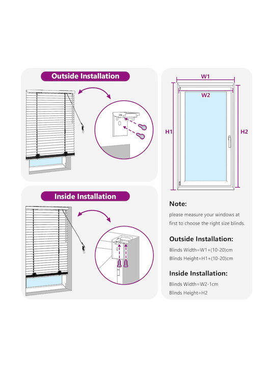 vidaXL Wooden Blind in White Colour W50xH130cm
