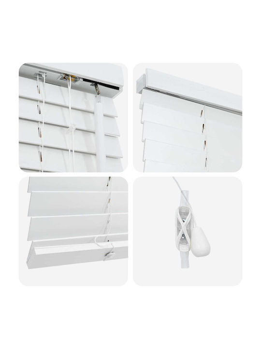 vidaXL Jalousie Sonnenschutz Hölzernes in Weißes Farbe P125xH130cm