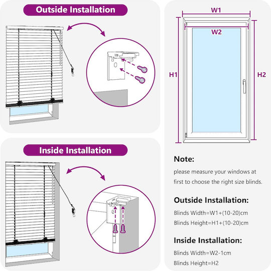 vidaXL Wooden Blind in Brown Colour W155xH250cm