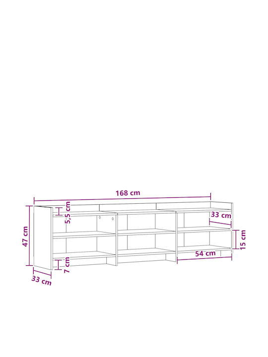 TV Stand White L168xW33xH47cm
