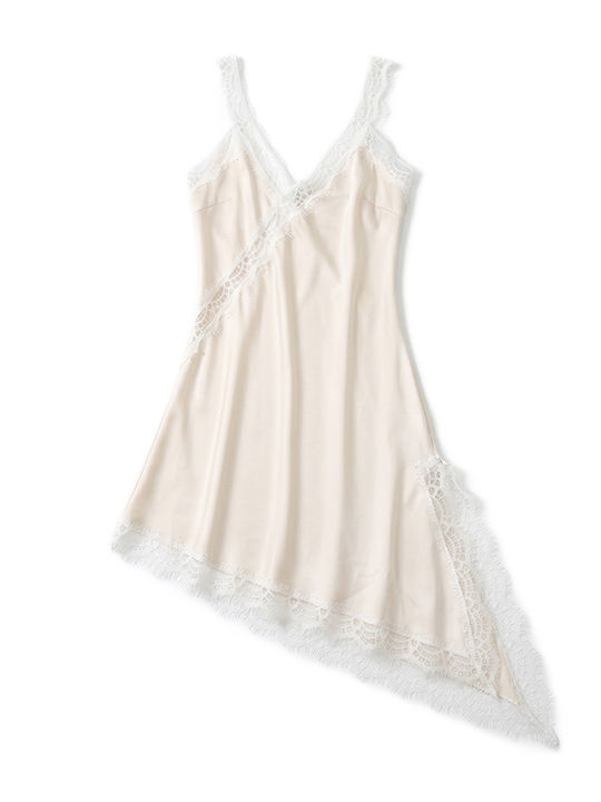 Γυναικείο Σατέν Lingerie Top με Δαντέλα Λευκο