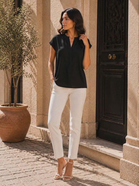 Women's Blouse with V-Neck Black