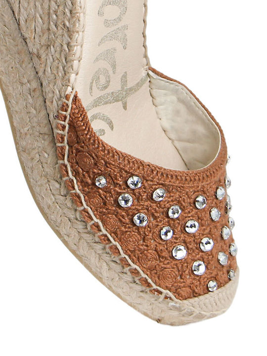 Damenplattformen in Stil Espadrilles Braun