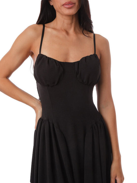 Sommer Midi Damenkleid Schwarz