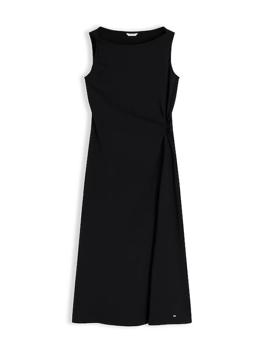 Sommer Midi Damenkleid Ärmellos Schwarz