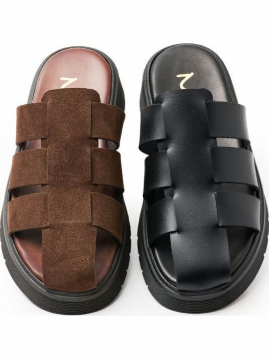 Leather Women's Anatomic Flatforms Brown Sandals