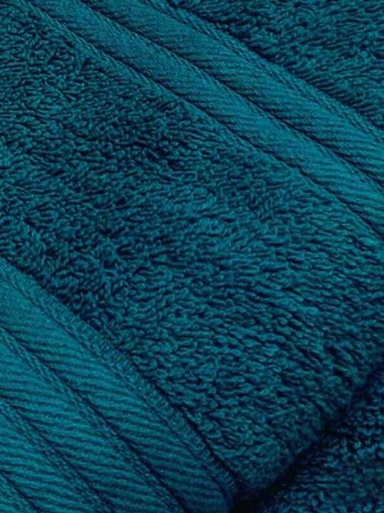 To megalo pazari Set Bath Towels 3 Pieces Petrol Blue Weight 500gsm