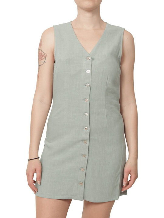 Siesta Summer Mini Dress Open Back Green