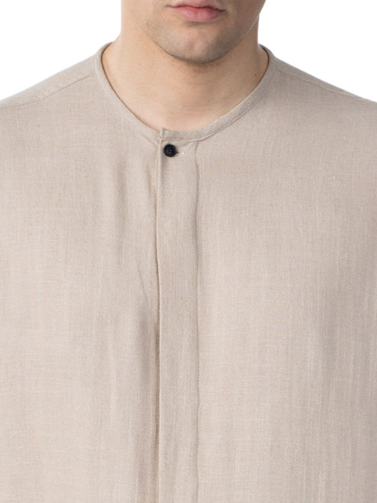Short Sleeve Shirt In Wide Line Beige