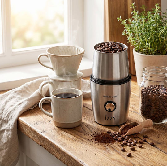 Izzy Grind n’ Chop IZ-6205 Râșniță electrică pentru cafea 200W cu capacitate de boabe 100gr Argintiu