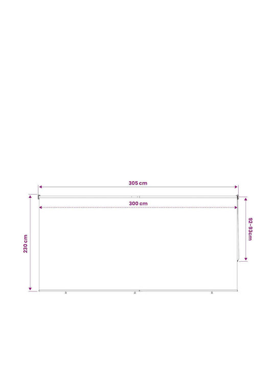 vidaXL Rola De Protecție Solară Sideway Pentru Terasă Cu LED Albastră 3.05x2.3m