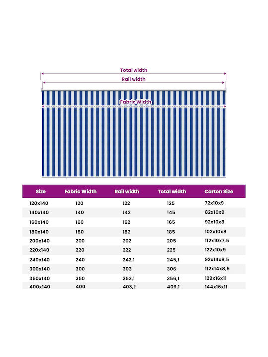 vidaXL Странична Роло Щора За Тераса С LED Синя 4.05x2.3m